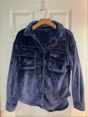 Almost Famous Navy Plush Button-Up Coat